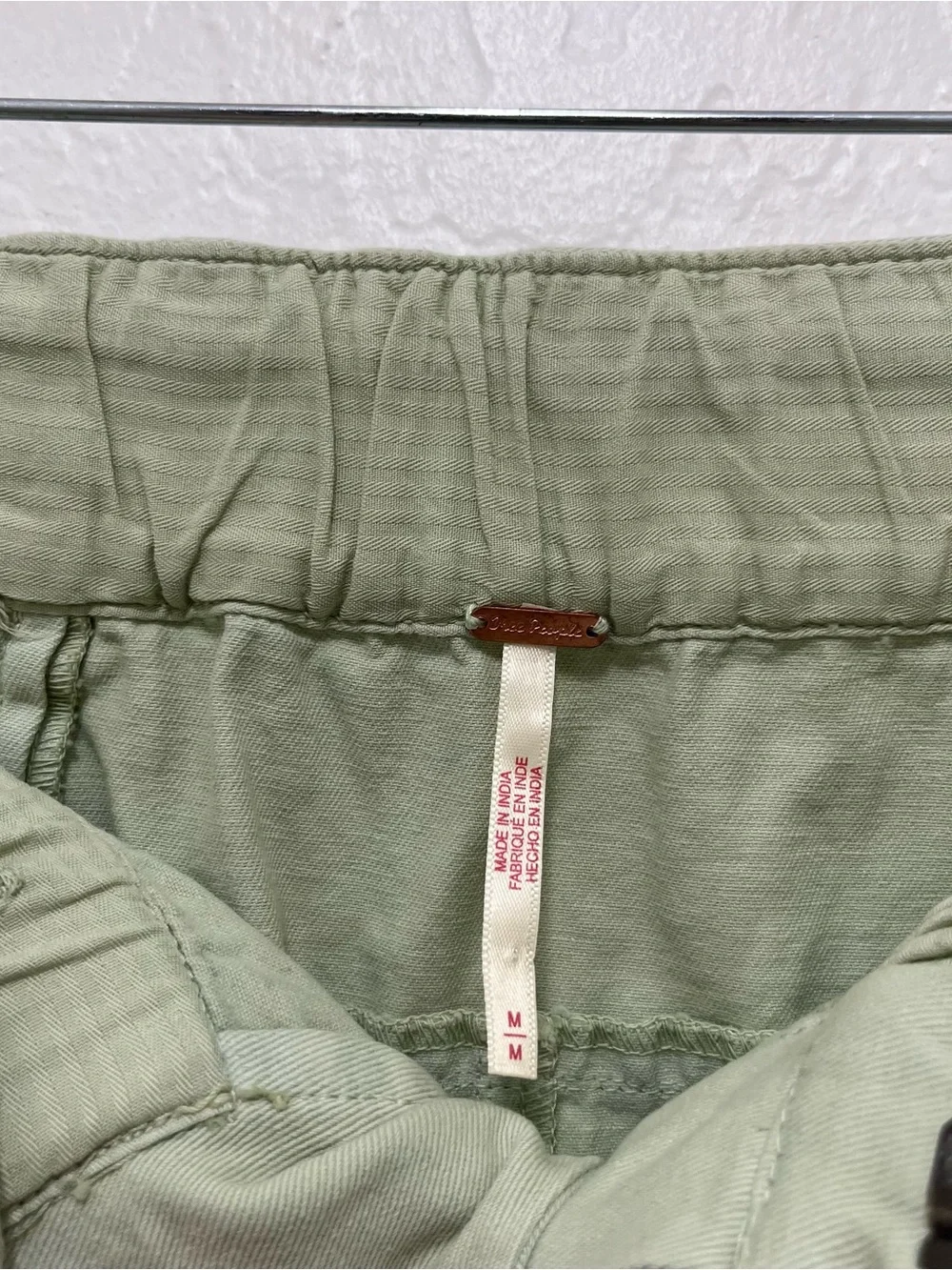 Free People After Love Roll Cuff Wide Leg Pants Size M Light Green